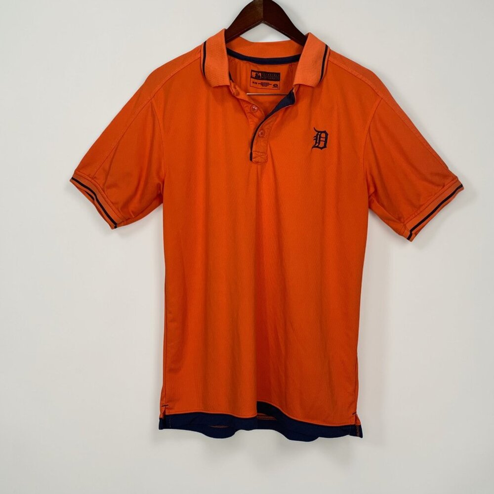 MLB True Fan Detroit Tigers Polo Shirt Medium Orange Baseball